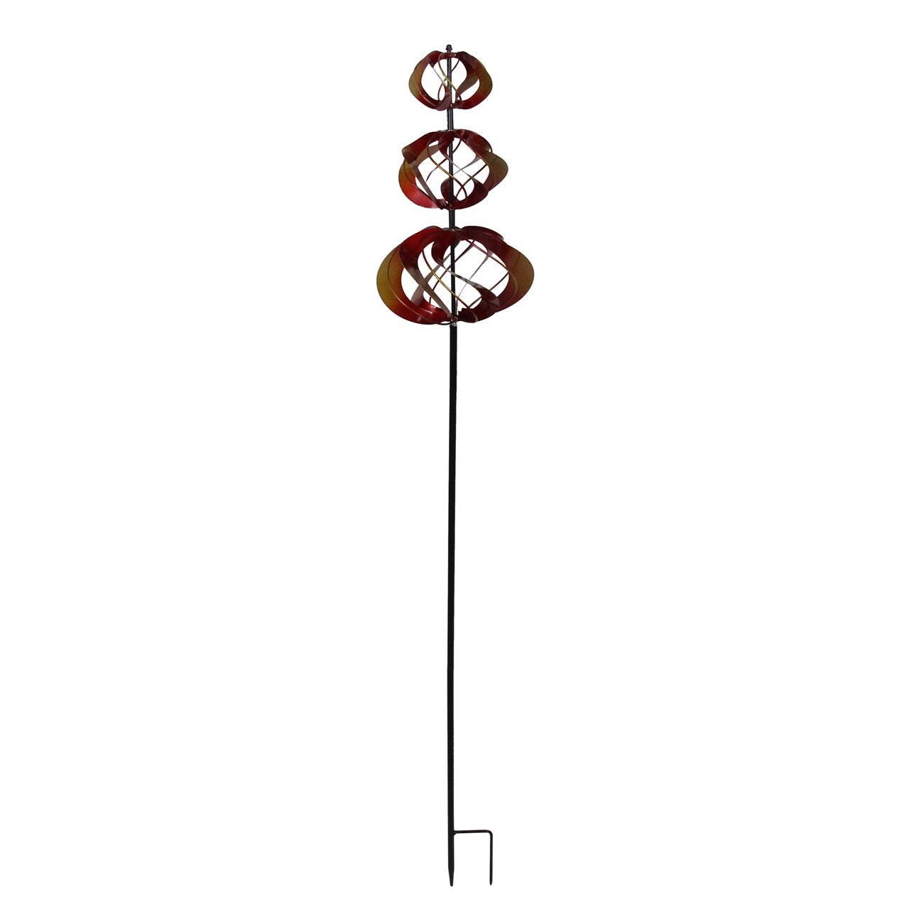 Outdoor Living and Style 50" Yellow And Red Retro Spiral Wind Spinner Garden Stake
